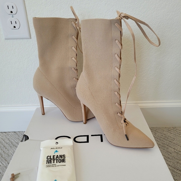 ALDO LACED HIGH HEEL BOOTIES ANKLE BOOTS - Picture 1 of 7